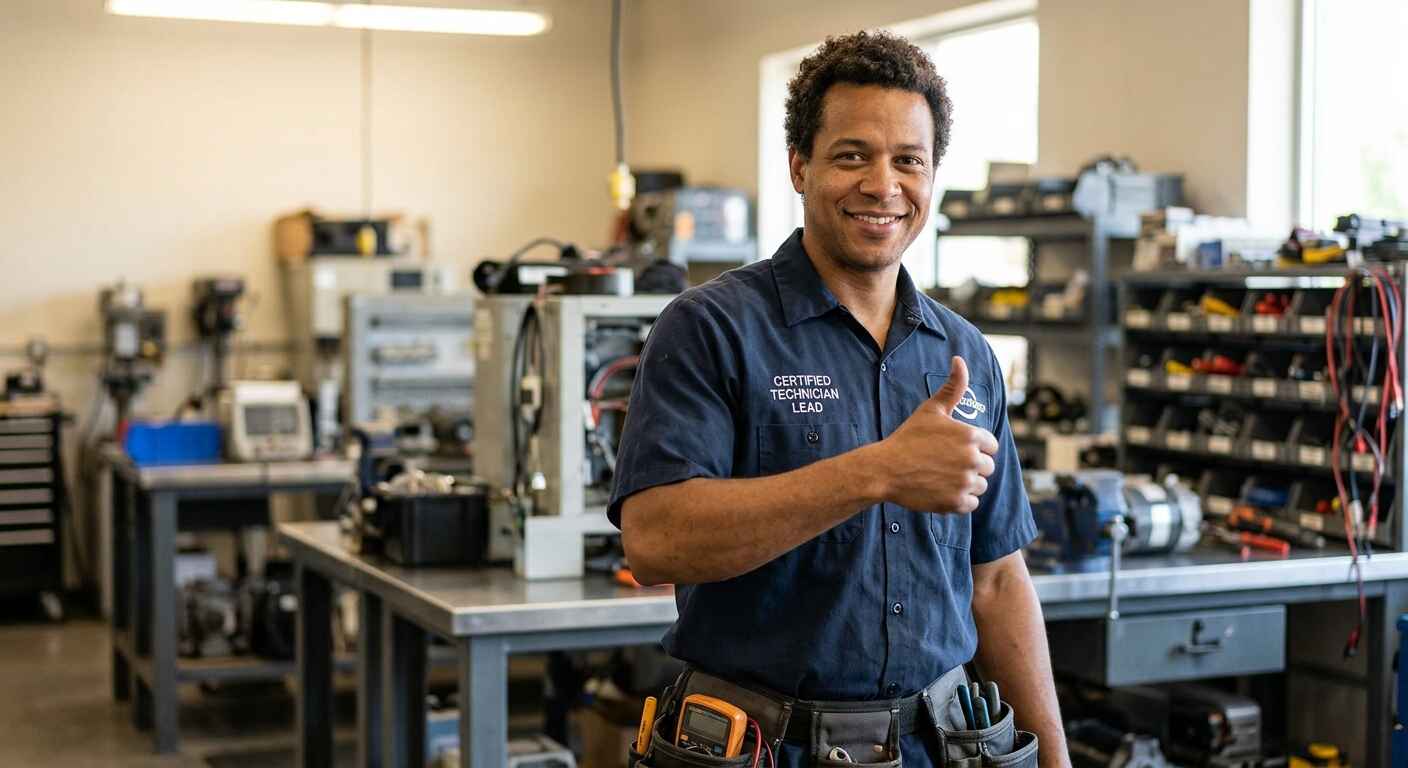 Certified technician on field